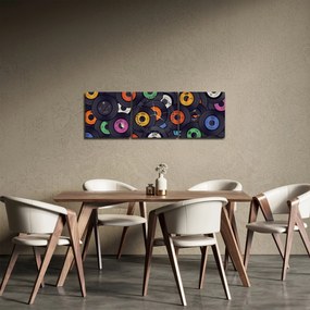 Kép - Zenei gramofonlemezek (órával) (90x30 cm)
