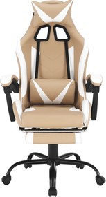 Irodai/gamer fotel, fekete/fehér/bézs, OZGE 2 NEW