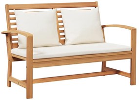 vidaXL pad párnával Barna és Krém 110 x 66 x 76 cm Tömör Teakfa