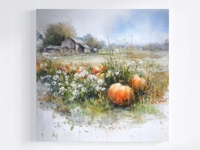 Vászonkép Canvas Tájkép Falu Farm Mező Farm Tök 80x80