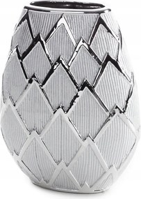 Dekorációs váza 25X11X34 ezüst geometrikus minta Eurofirany