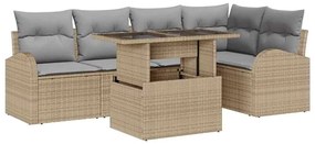 vidaXL Kerti Kanapé Szett 6 pcs Beige és Világosszürke polirattan