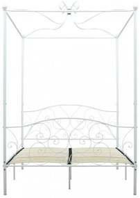 fehér fém baldachinos ágykeret 140 x 200 cm