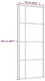 fehér ESG üveg és alumínium tolóajtó 76x205 cm