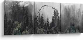 Kép - Erdő illusztrált elemekkel (órával) (90x30 cm)
