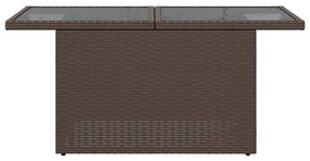 barna polyrattan üveglapos kerti asztal 100 x 55 x 73 cm