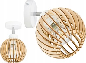 Fali lámpa E27 fali mozgatható loft gömb fa