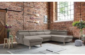 Világosbarna bársony kinyitható sarokkanapé (jobb oldali-"U" alakú) Sweet Harmony – Miuform