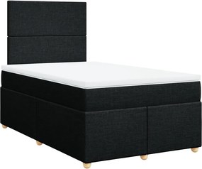 vidaXL fekete szövet rugós ágy matraccal 120 x 200 cm