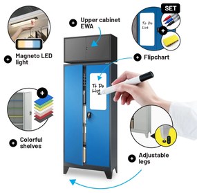Fém iratszekrény JAN H, 900 x 1950 x 400 mm, antracit-kék