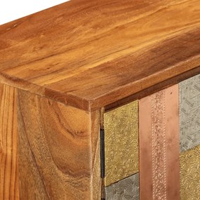 tömör akácfa és fém TV-szekrény ajtókkal 112 x 30 x 40 cm