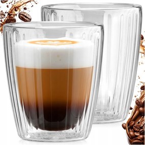 2x Duplafalú Termo poharak latte teás kávéscsésze 230 ml