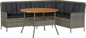 vidaXL 2 részes szürke polyrattan kerti kanapészett párnákkal