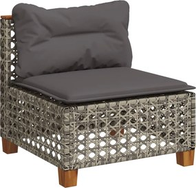 vidaXL szürke polyrattan karfa nélküli kerti kanapé párnával
