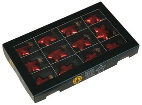 Piros csillag alakú karácsonyi dísz 12 db szett