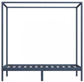 szürke tömör fenyőfa baldachinos ágykeret 90 x 200 cm