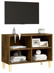 füstös tölgy színű TV-szekrény tömör falábakkal 69,5x30x50 cm