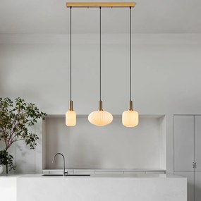 Asker 15196 arany 3 ágú fém-üveg függőlámpa, 87 x 30 cm