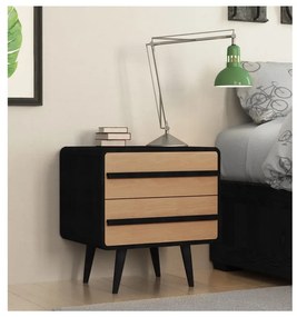 Fekete-natúr színű éjjeliszekrény Chantal – Støraa