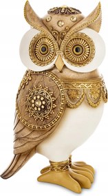 Bagoly figura dekoráció arany fehér mart részletekkel dekoráció figura