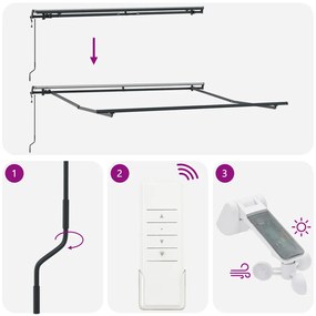 Automatikus Behúzható Napellenző Színes Csíkkal 300x250 cm