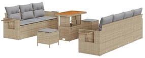 vidaXL Kerti Kanapé Szett 10 pcs Bézs polirattan