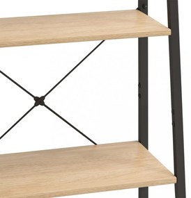 4-szintes világosbarna-fekete állópolc 56 x 35 x 140 cm