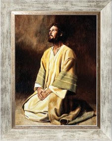 Jézus Krisztus Szakrális Vászonkép Fehér Díszített Keretben 30X40