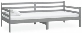 szürke tömör fenyőfa dívány matraccal 90 x 200 cm
