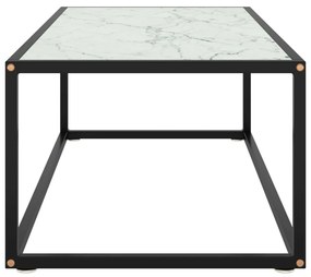 Fekete dohányzóasztal fehér márvány mintás üveggel 100x50x35 cm