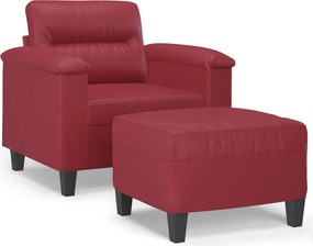 vidaXL bordó műbőr kanapéfotel lábtartóval 60 cm