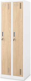 Kétrekeszes dolgozói szekrény, fehér, sonoma tölgy, 600x1800x500 mm: KACPER II Eco Design