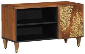 TV Szekrény Mézbarna Tömör mangófa, MDF 80 x 33 x 46 cm