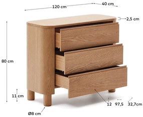 Natúr színű komód kőrisfa dekorral 120x80x40 cm Salaya – Kave Home