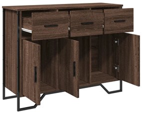 barna tölgy színű szerelt fa tálalószekrény 97 x 32,5 x 74,5 cm