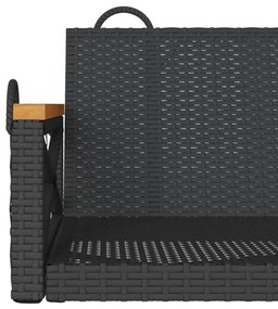 fekete polyrattan hintapad 109 x 62 x 40 cm