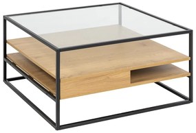 Natúr színű dohányzóasztal üveg asztallappal 80x80 cm Randolf – Actona