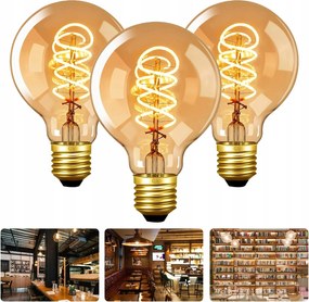 3db Led izzó E27 Filament 4W Edison Dekoratív G80 dekoratív nagy menetes