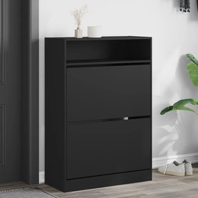 fekete cipőszekrény 2 kihajtható fiókkal 80 x 34 x 116 cm