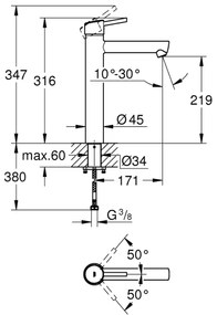 GROHE 23920001 - CONCETTO XL mosdócsaptelep, fényes króm