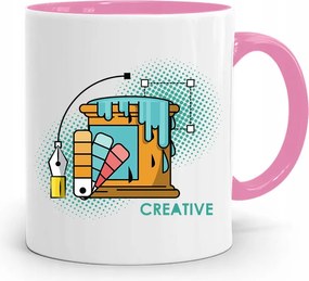 Rózsaszín Bögre A Legjobb Kreatív Grafikusnak, fényképes nyomtatással