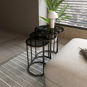 KÉSZLET 3x Kisasztal ALYA átm. 34/42/50 cm fekete