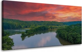 Vászonkép Rózsaszín ég Nap Folyó Természet 80x40 cm