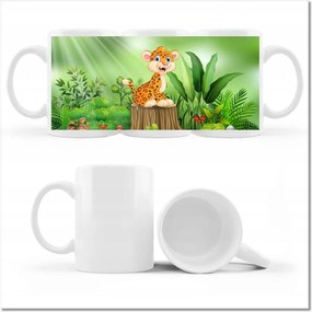 Nyomott mintás bögre Mosolygó vad cica