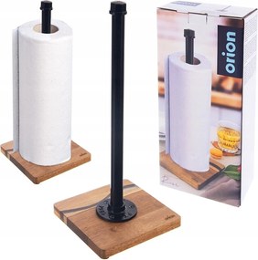 Papírtörölközőtartó állvány Fém Fa Loft Fekete Orion 35 cm