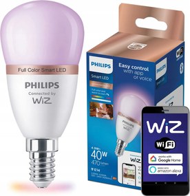 Led izzó E14 4,9W 40W Rgb Intelligens Smart WiFi WiZ alkalmazás Philips