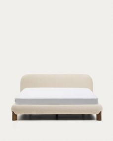 Bézs kárpitozott franciaágy ágyrács nélkül 160x200 cm Odina – Kave Home