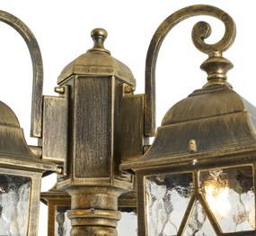 Klasszikus kültéri lámpás antik arany színben, átlátszó üveggel, 198 cm, IP44 - London