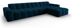 Sötétkék bársony sarokkanapé (jobb oldali) Kendal – Micadoni Home