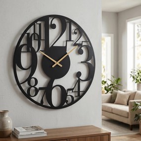 Falióra 60 cm átmérő fém nagy számokkal fekete